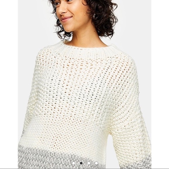 NWT TOPSHOP Black & White Chunky Three Stripe Knitted Sweater Size 0-2 - Picture 3 of 6